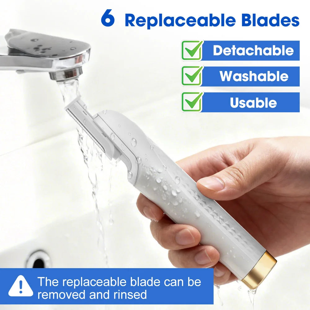 Revitalize Your Skin with the Women's Sonic Rechargeable Dermaplane Razor - 6 Replaceable Blades for Effortless Facial Exfoliation and Hair Removal