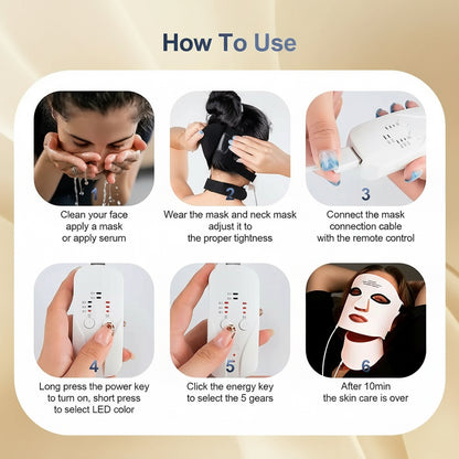 Transform Your Skin with the Wireless 7 Colors LED Face & Neck Beauty Machine - Photon Rejuvenation Silicone Mask
