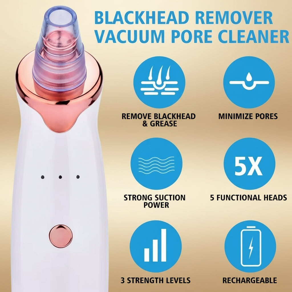 Electric Vacuum Suction Blackhead Remover Facial Pore Acne Cleaner Comedone Spot Ore Cleansing Pimple Extractor USB Rechargeable