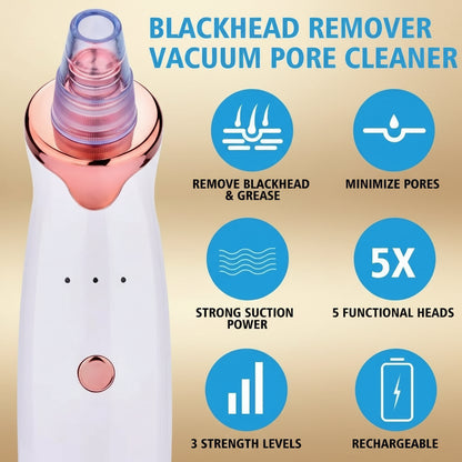 Electric Vacuum Suction Blackhead Remover Facial Pore Acne Cleaner Comedone Spot Ore Cleansing Pimple Extractor USB Rechargeable