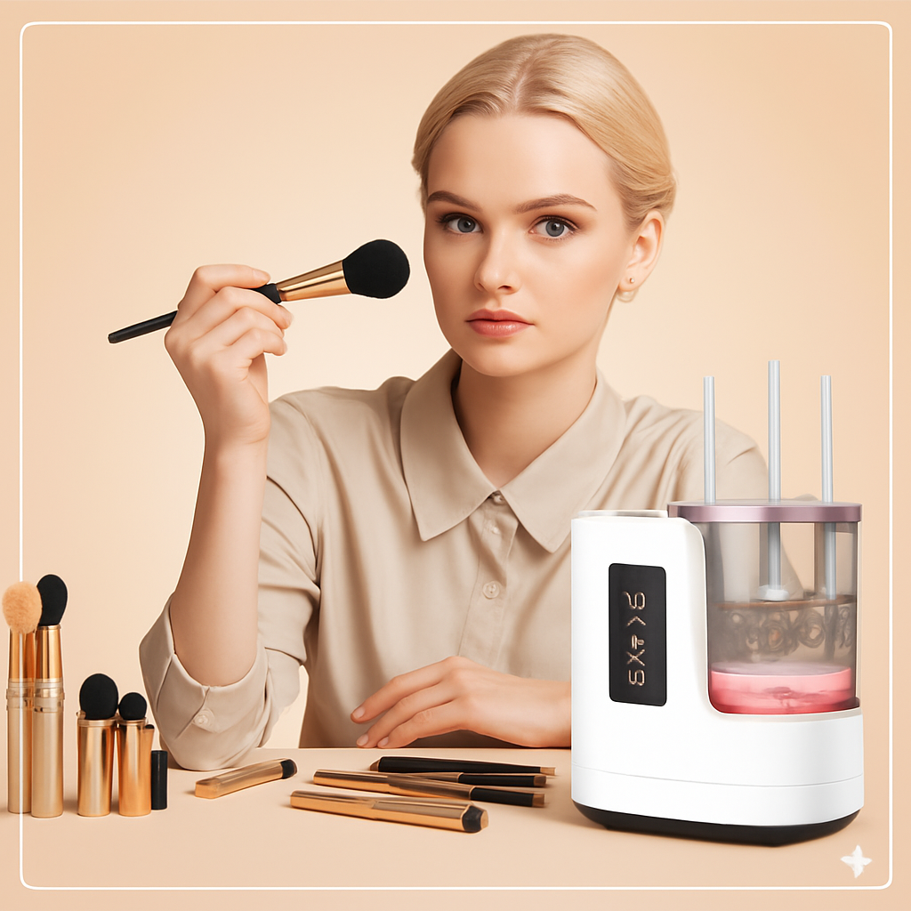 Glowelle™ AutoClean Makeup Brush Cleaner – Fast 10-Second Clean & Dry