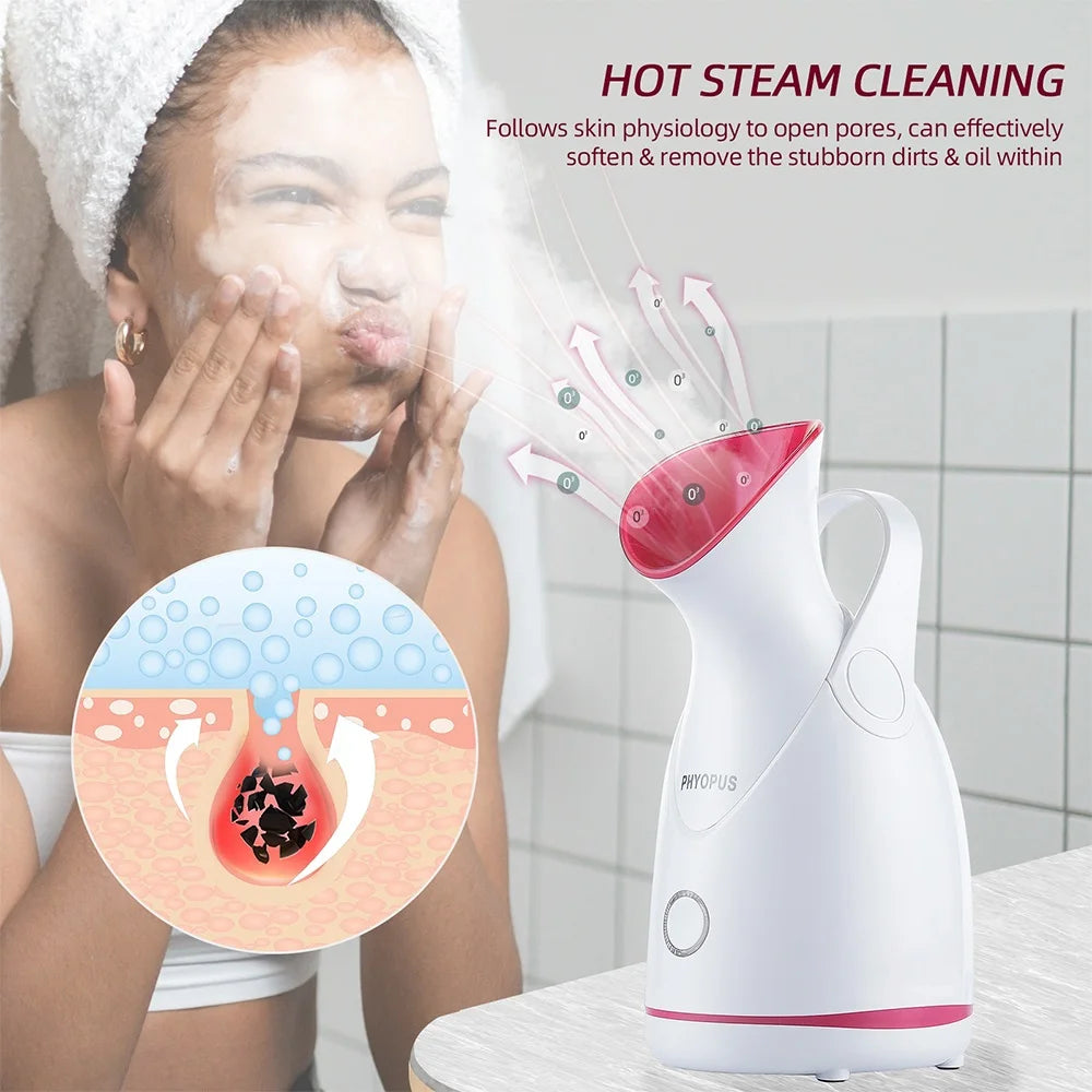 Revitalize Your Skin with the Nano Steam Facial Steamer - Hot Compress Hydration and Deep Cleansing Device