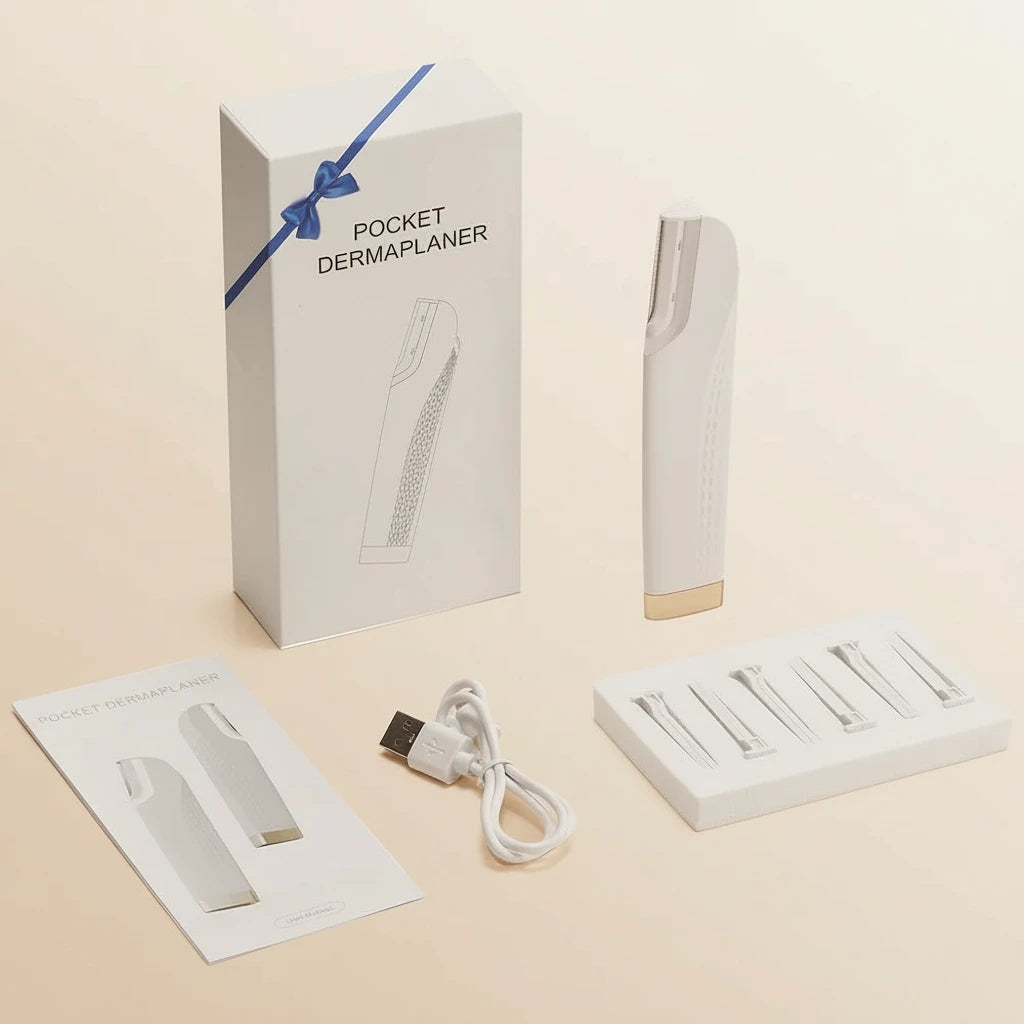 Revitalize Your Skin with the Women's Sonic Rechargeable Dermaplane Razor - 6 Replaceable Blades for Effortless Facial Exfoliation and Hair Removal