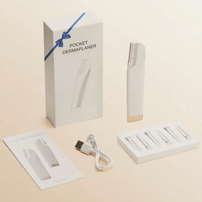 Revitalize Your Skin with the Women's Sonic Rechargeable Dermaplane Razor - 6 Replaceable Blades for Effortless Facial Exfoliation and Hair Removal