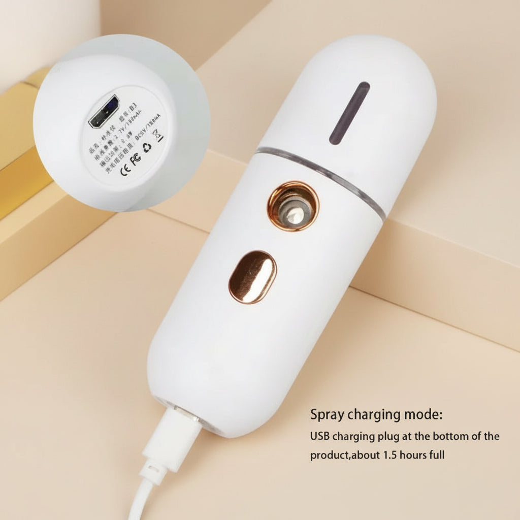 Mini Portable Humidifier Nano Mister Facial Steamer Device Beauty Spray Hydrating Apparatus Cold Spray Apparatus Rechargeable